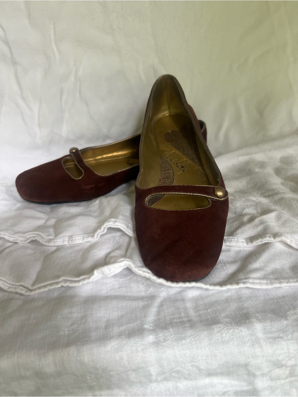 Sam & Libby Burgundy Suede Mary Jane Flats